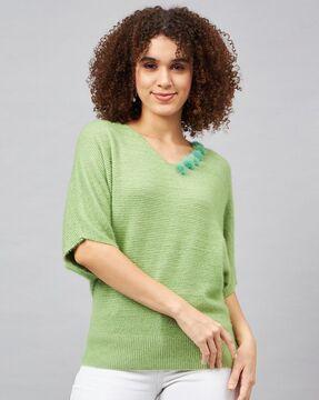 women relaxed fit ribbed top