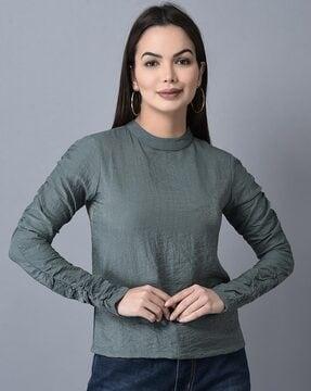 women relaxed fit round-neck top