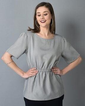 women relaxed fit round-neck top