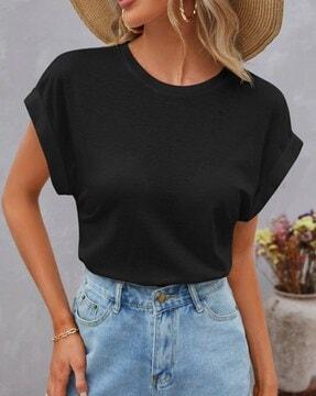 women relaxed fit round-neck top