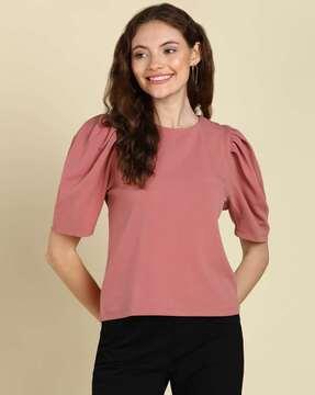women relaxed fit round-neck top