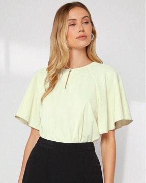 women relaxed fit round-neck top