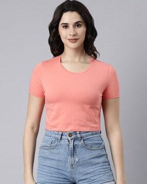 women relaxed fit round-neck top