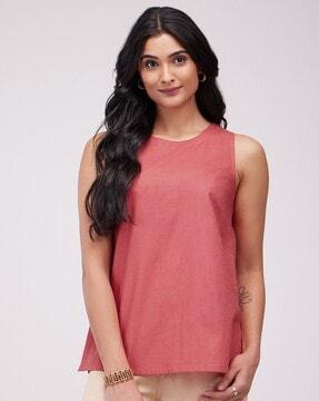 women relaxed fit round-neck top