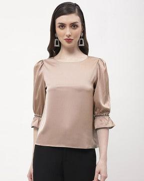 women relaxed fit round-neck top