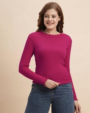 women relaxed fit round-neck top