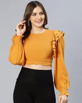 women relaxed fit ruched top