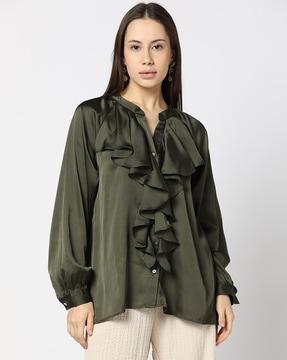 women relaxed fit ruffle top