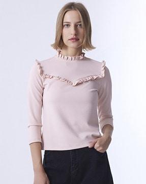 women relaxed fit ruffled top