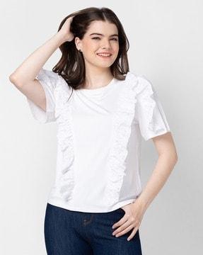 women relaxed fit ruffled top