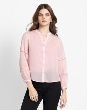 women relaxed fit shirt with full-length sleeves