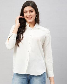women relaxed fit shirt with full sleeves