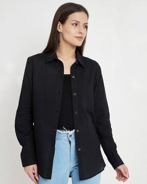 women relaxed fit shirt with patch pocket