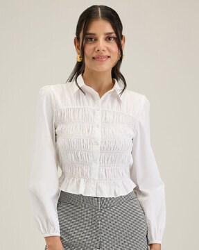 women relaxed fit shirt with smokey waist