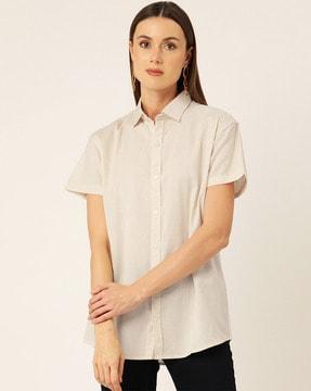 women relaxed fit shirt with spread collar