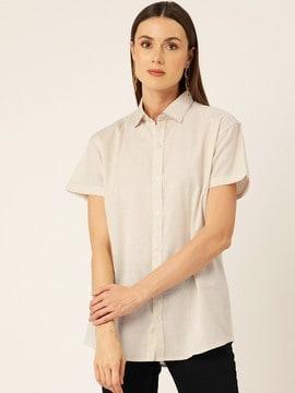 women relaxed fit shirt with spread collar