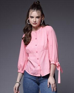 women relaxed fit shirt with spread collar