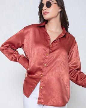 women relaxed fit shirt with spread-collar