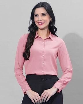 women relaxed fit shirt with spread collar