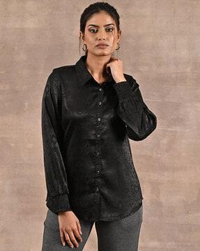 women relaxed fit spread-collar shirt