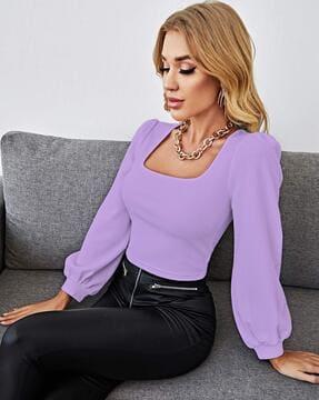 women relaxed fit square-neck top