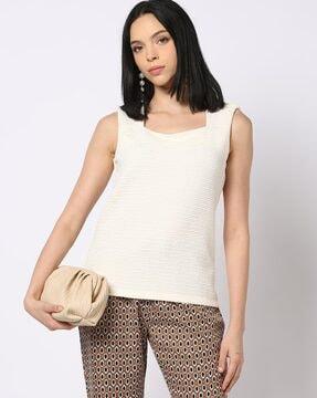 women relaxed fit square-neck top