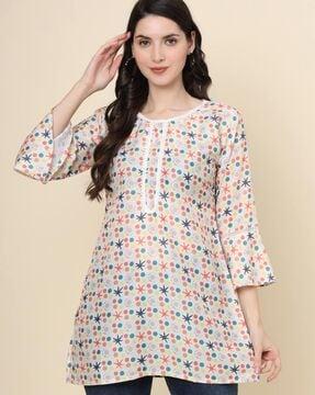 women relaxed fit star print straight tunic