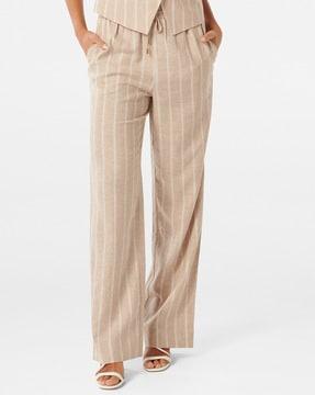 women relaxed fit striped trousers