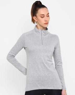 women relaxed fit t-shirt with high neck