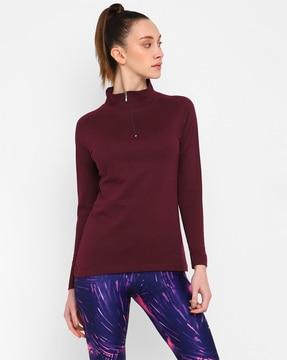 women relaxed fit t-shirt with high neck