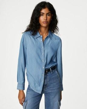 women relaxed fit tencel shirt