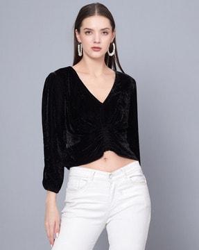 women relaxed fit top with full sleeves