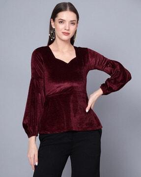 women relaxed fit top with full sleeves