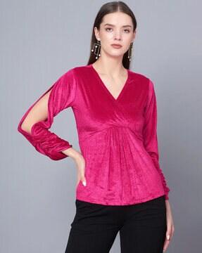 women relaxed fit top with full sleeves