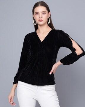 women relaxed fit top with full sleeves