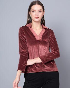 women relaxed fit top with full sleeves