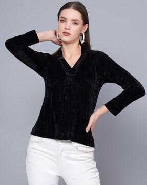 women relaxed fit top with full sleeves