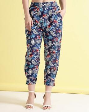 women relaxed fit tropical print pants