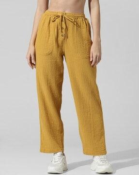 women relaxed fit trousers with drawstring waist