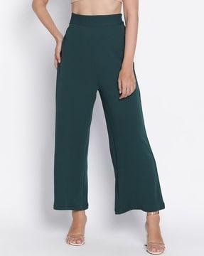 women relaxed fit trousers with elasticated waistband