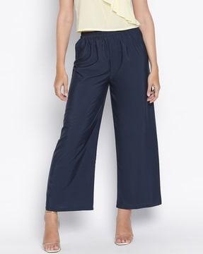 women relaxed fit trousers with elasticated waistband