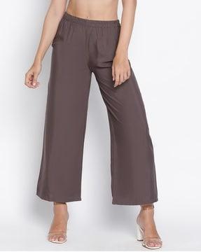 women relaxed fit trousers with elasticated waistband