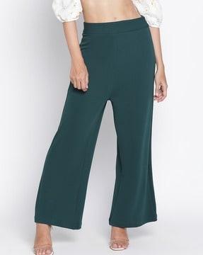 women relaxed fit trousers with elasticated waistband