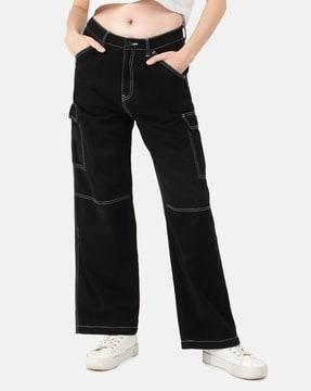 women relaxed fit trousers with insert pockets