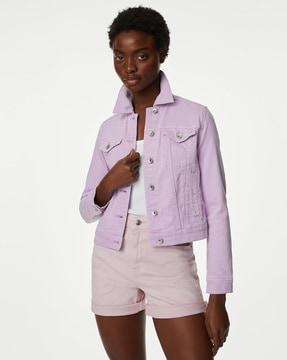 women relaxed fit trucker jacket