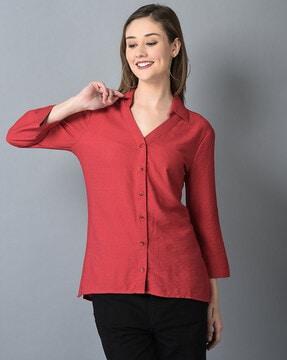 women relaxed fit v-neck shirt