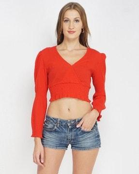 women relaxed fit v-neck top