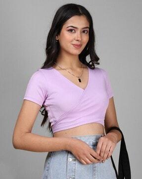 women relaxed fit v-neck top