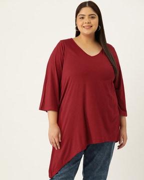 women relaxed fit v-neck top