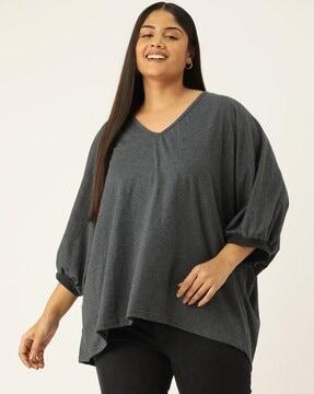 women relaxed fit v-neck top